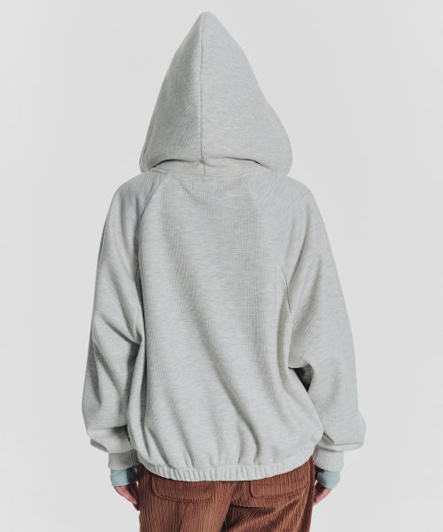 WAFFLE MINK DAILY HOODED ZIP UP - 4 COLORS OATMEAL