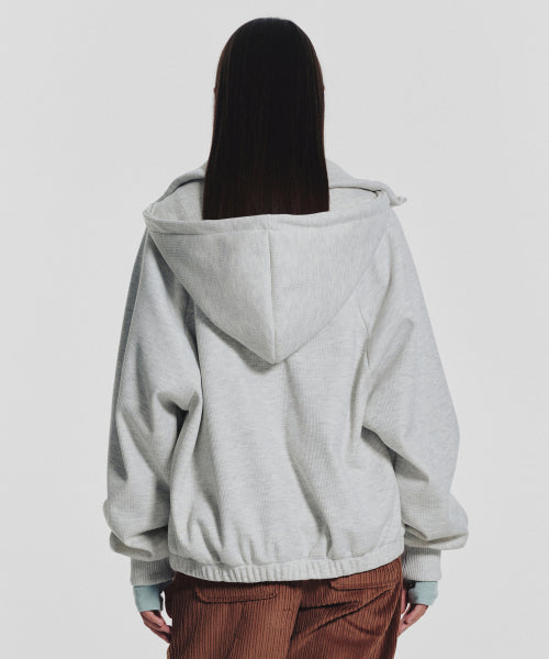 WAFFLE MINK DAILY HOODED ZIP UP - 4 COLORS OATMEAL
