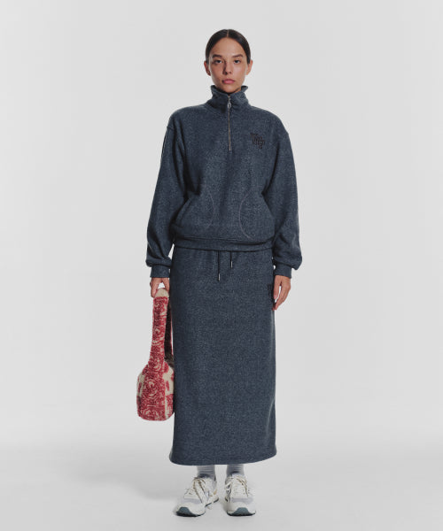 TERRY FLEECE LONG SKIRT - 3 COLORS CHARCOAL