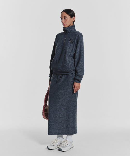 TERRY FLEECE LONG SKIRT - 3 COLORS CHARCOAL