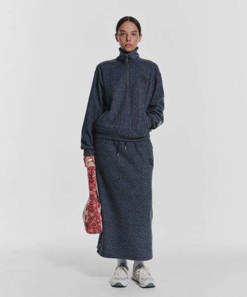 TERRY FLEECE LONG SKIRT - 3 COLORS CHARCOAL