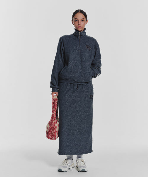 TERRY FLEECE LONG SKIRT - 3 COLORS CHARCOAL
