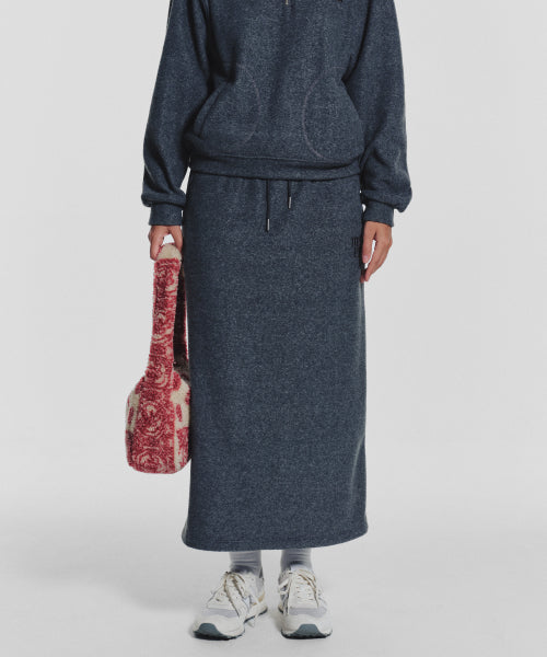 TERRY FLEECE LONG SKIRT - 3 COLORS CHARCOAL