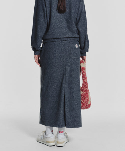 TERRY FLEECE LONG SKIRT - 3 COLORS CHARCOAL