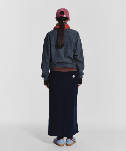TERRY FLEECE LONG SKIRT - 3 COLORS NAVY