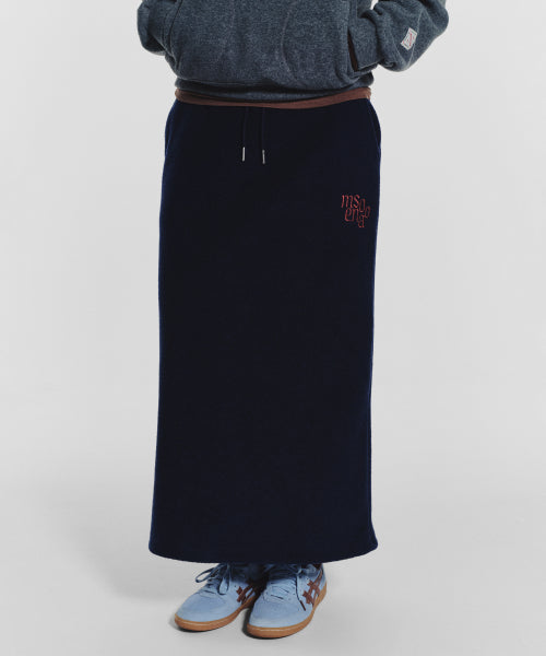 TERRY FLEECE LONG SKIRT - 3 COLORS NAVY