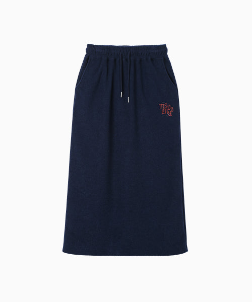 TERRY FLEECE LONG SKIRT - 3 COLORS NAVY
