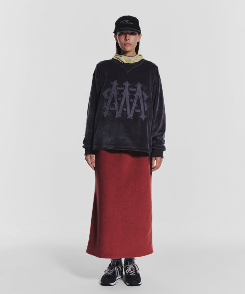 TERRY FLEECE LONG SKIRT - 3 COLORS RED