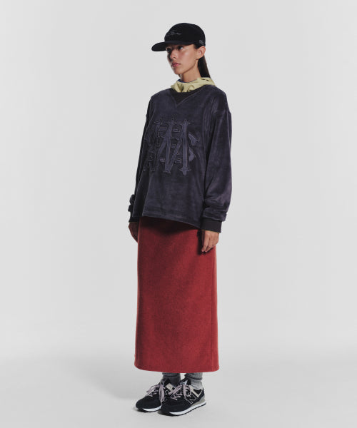 TERRY FLEECE LONG SKIRT - 3 COLORS RED