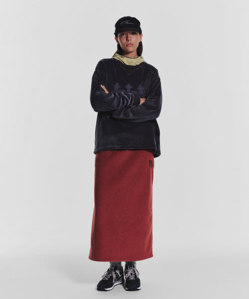 TERRY FLEECE LONG SKIRT - 3 COLORS RED