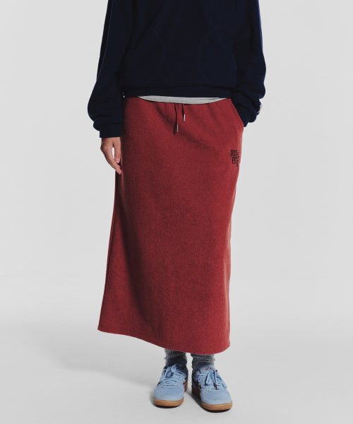 TERRY FLEECE LONG SKIRT - 3 COLORS RED