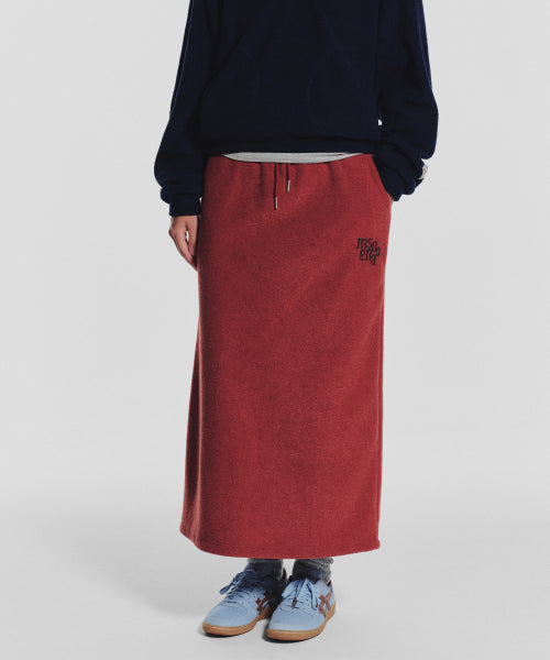 TERRY FLEECE LONG SKIRT - 3 COLORS RED