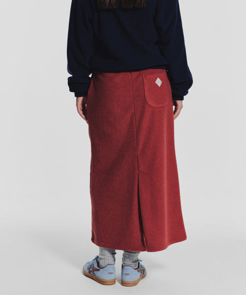 TERRY FLEECE LONG SKIRT - 3 COLORS RED