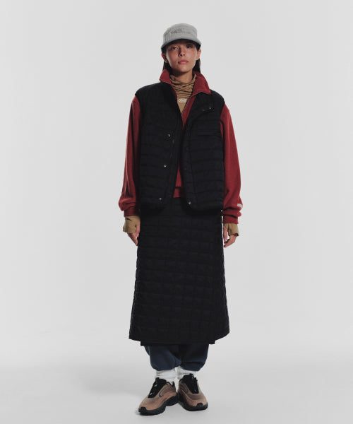 MNS LINE QUILTING LONG SKIRT BLACK