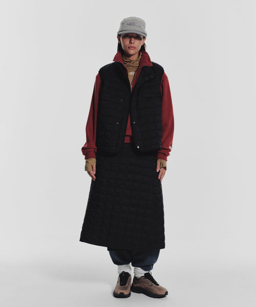 MNS LINE QUILTING LONG SKIRT BLACK