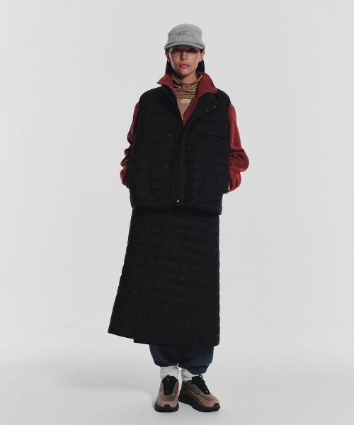 MNS LINE QUILTING LONG SKIRT BLACK