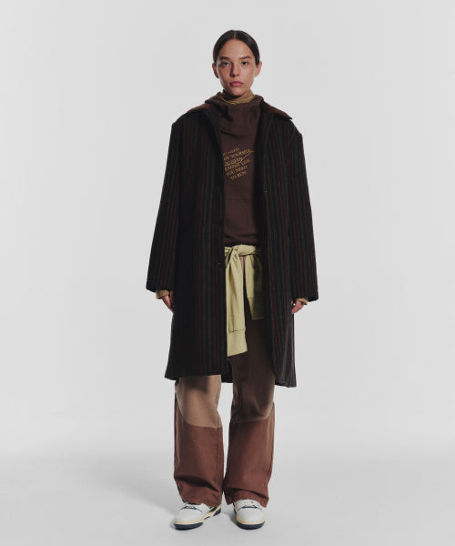 STRIPED CLASSIC LONG COAT GREEN