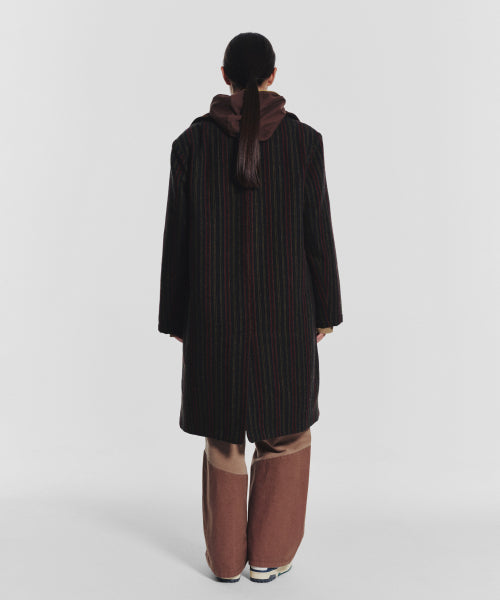 STRIPED CLASSIC LONG COAT GREEN
