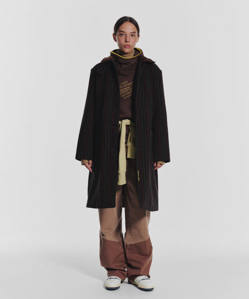 STRIPED CLASSIC LONG COAT GREEN