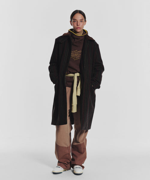 STRIPED CLASSIC LONG COAT GREEN