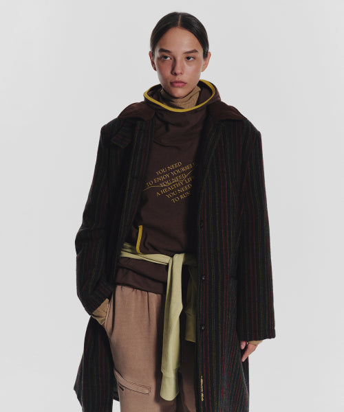 STRIPED CLASSIC LONG COAT GREEN
