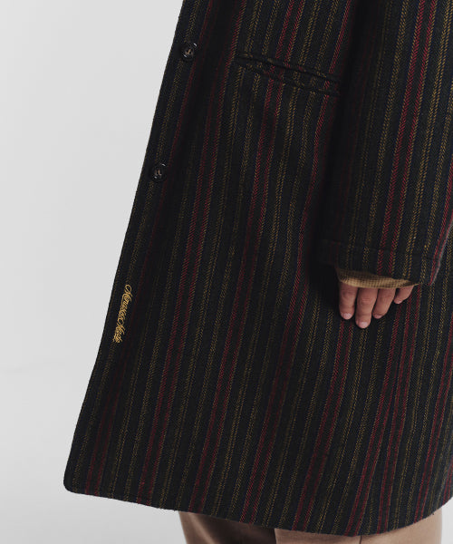 STRIPED CLASSIC LONG COAT GREEN