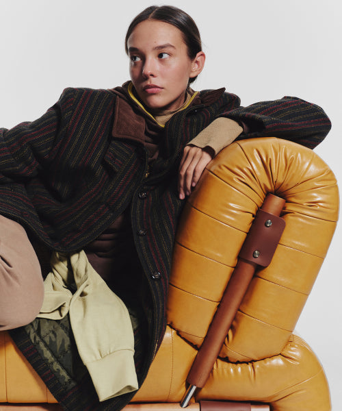 STRIPED CLASSIC LONG COAT GREEN