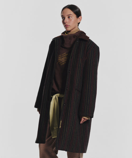 STRIPED CLASSIC LONG COAT GREEN