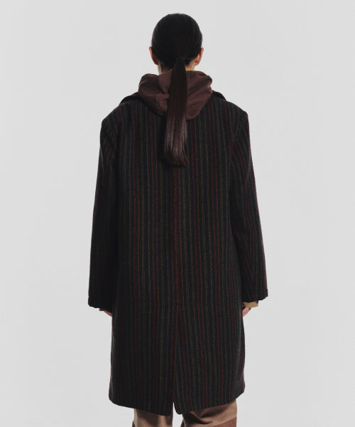 STRIPED CLASSIC LONG COAT GREEN