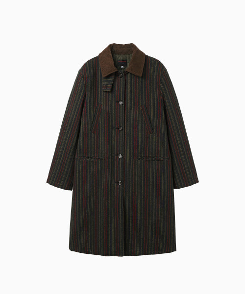 STRIPED CLASSIC LONG COAT GREEN