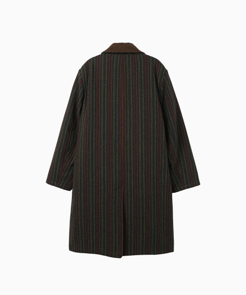STRIPED CLASSIC LONG COAT GREEN