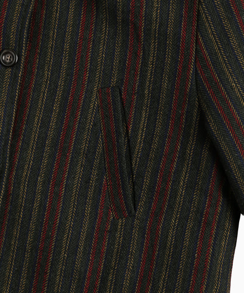 STRIPED CLASSIC LONG COAT GREEN