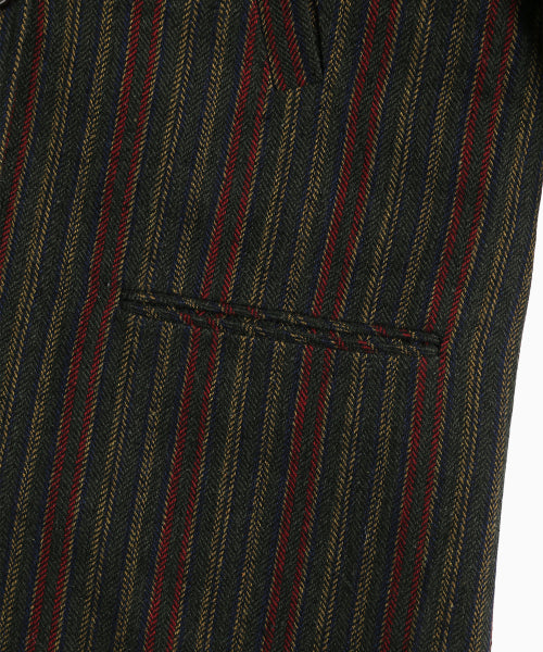 STRIPED CLASSIC LONG COAT GREEN