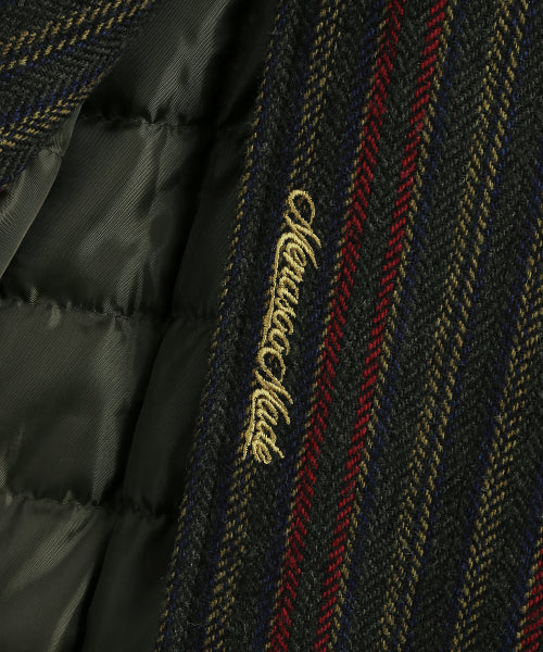 STRIPED CLASSIC LONG COAT GREEN