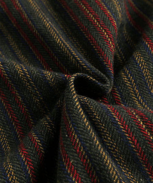 STRIPED CLASSIC LONG COAT GREEN