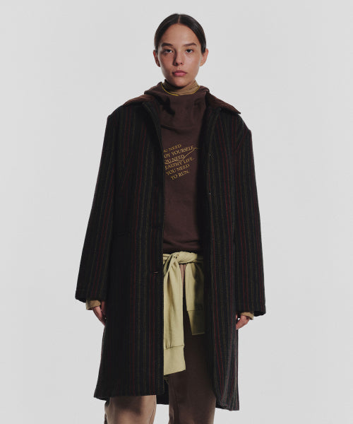 STRIPED CLASSIC LONG COAT GREEN
