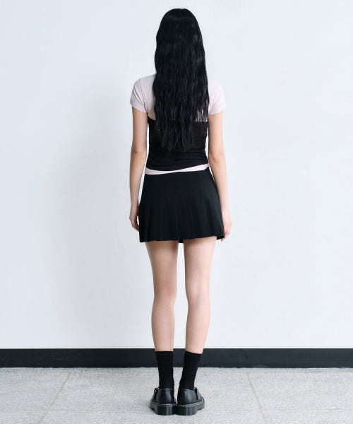 WOMENS LOW RISE BUCKLE PLEATS MINI SKIRT #韓韶禧同款! - 3 COLORS BLACK