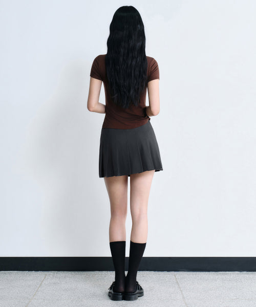 WOMENS LOW RISE BUCKLE PLEATS MINI SKIRT #韓韶禧同款! - 3 COLORS GREY