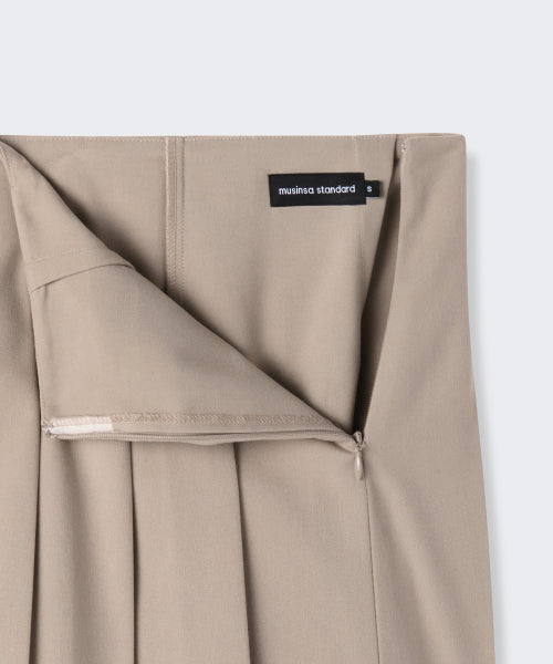 WOMENS LOW RISE BUCKLE PLEATS MINI SKIRT #韓韶禧同款! - 3 COLORS BEIGE