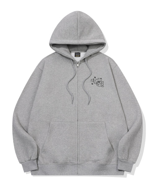 EMBROIDERY HOOD ZIP-UP - 3 COLORS GREY