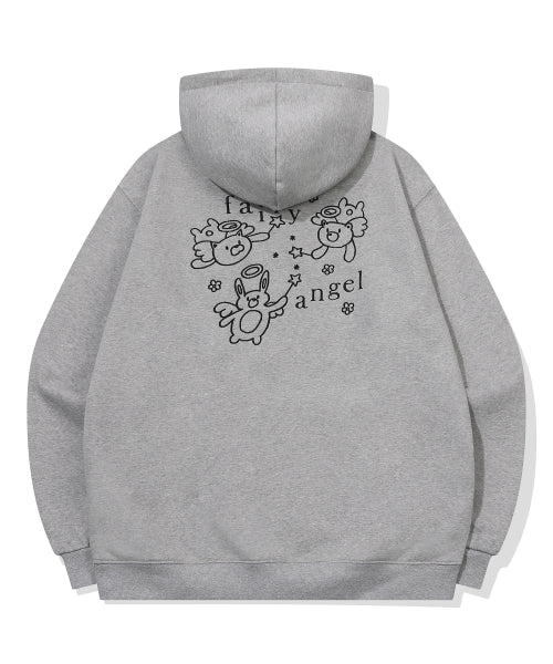 EMBROIDERY HOOD ZIP-UP - 3 COLORS GREY