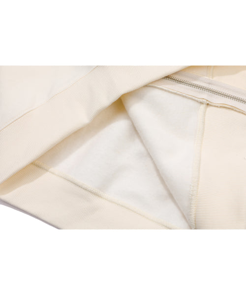 EMBROIDERY HOOD ZIP-UP - 3 COLORS CREAM