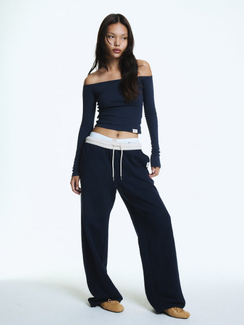 G CONTRAST SWEATPANTS NAVY