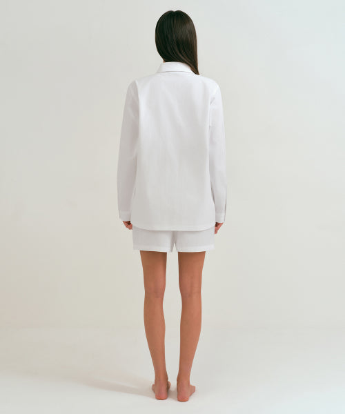 WOMENS POPLIN PAJAMA SET #韓韶禧同款! - 3 COLORS WHITE