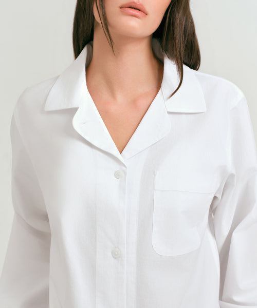 WOMENS POPLIN PAJAMA SET #韓韶禧同款! - 3 COLORS WHITE