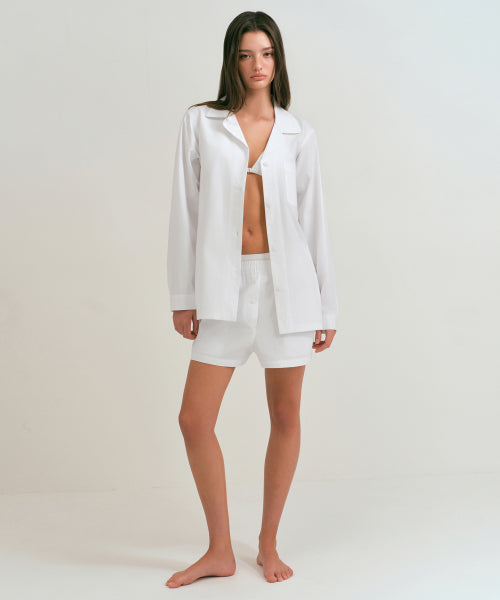 WOMENS POPLIN PAJAMA SET #韓韶禧同款! - 3 COLORS WHITE
