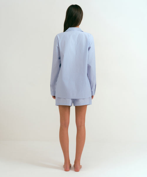WOMENS POPLIN PAJAMA SET #韓韶禧同款! - 3 COLORS BLUE