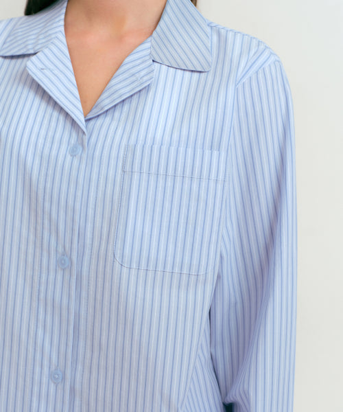 WOMENS POPLIN PAJAMA SET #韓韶禧同款! - 3 COLORS BLUE