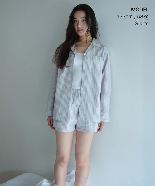 WOMENS POPLIN PAJAMA SET #韓韶禧同款! - 3 COLORS LIGHT GREY