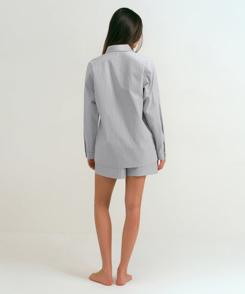 WOMENS POPLIN PAJAMA SET #韓韶禧同款! - 3 COLORS LIGHT GREY